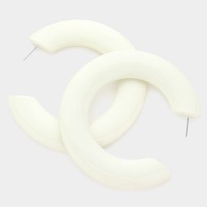 Ivory Hoop Earrings 2.75" Casual Simple Trendy Statement Fashion Jewelry White